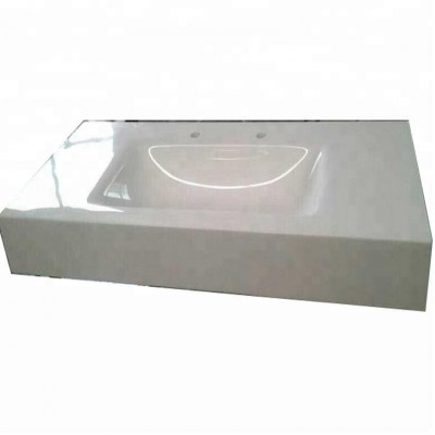 Pure white nano crystal glass stone vanity used top basin