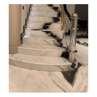 Staircase Design Customized Stone Treads White Marble Step Tiles For Stairs